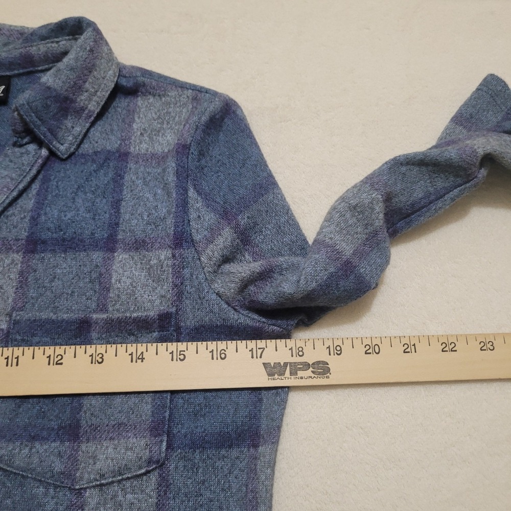 Ladies Cozy Knit Button Up Long‎ Sleeves Shirt SMALL Blue Purple - Picture 6 of 7